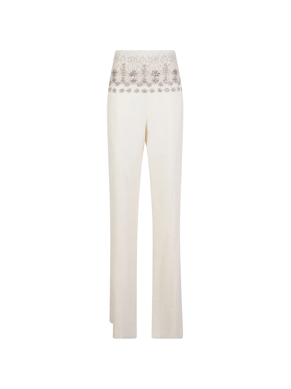 Costarellos crystal-embellished lace-waistband trousers Wit