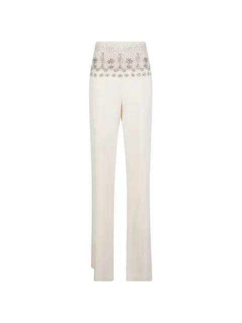 Costarellos crystal-embellished lace-waistband trousers