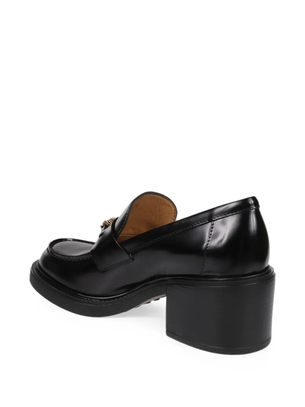 Tod's logo-plaque block-heel loafers Zwart