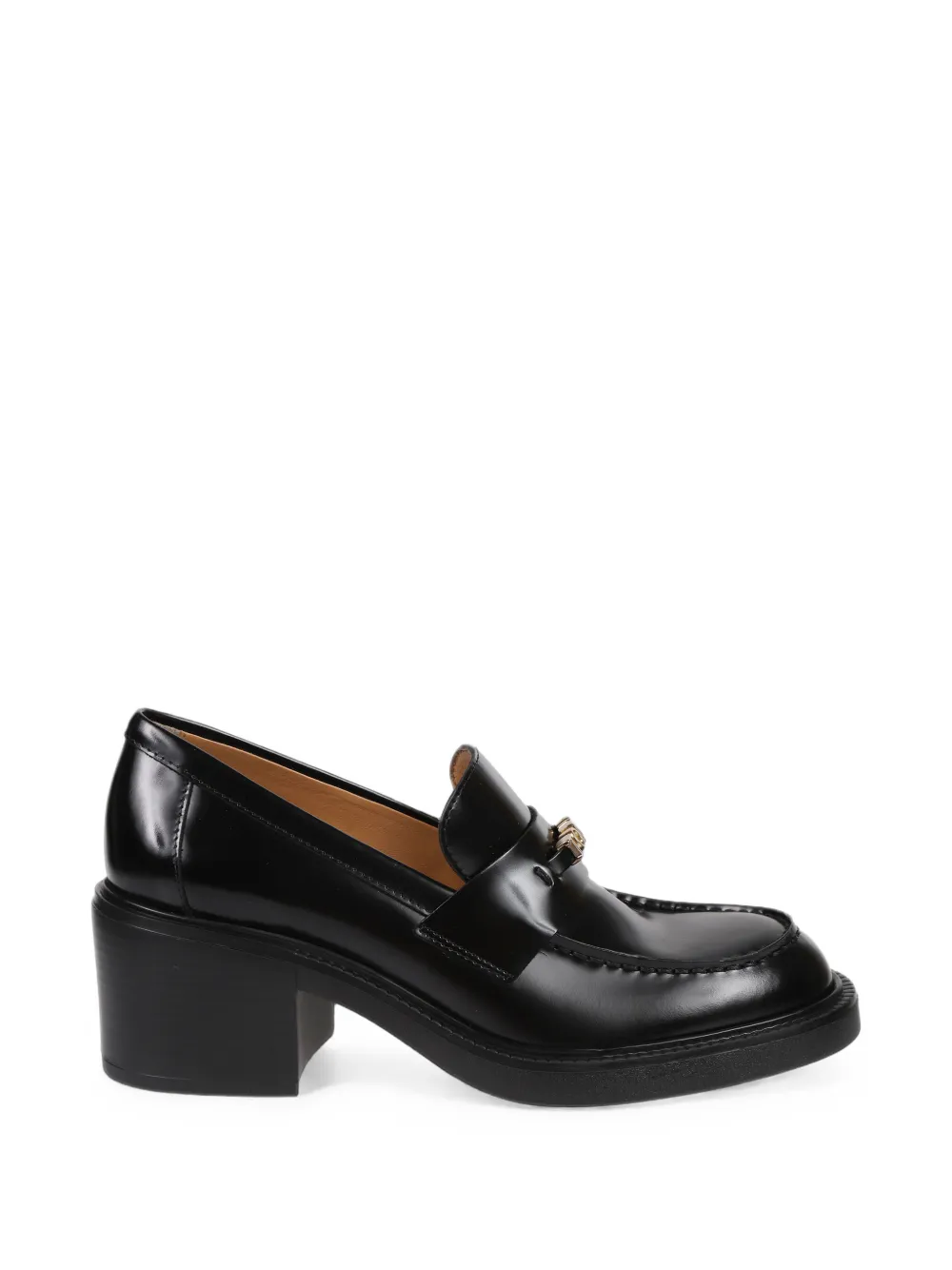 Tod's logo-plaque block-heel loafers - Nero