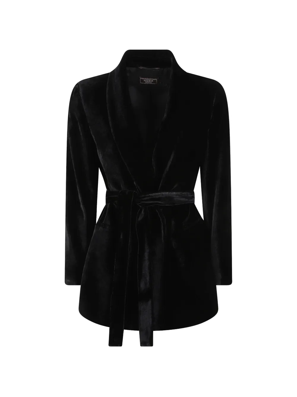 Peserico velvet belted jacket - Schwarz