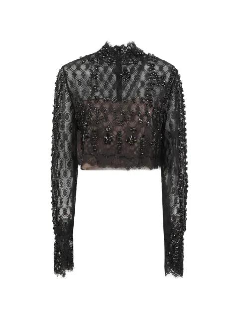 Costarellos long-sleeve lace top
