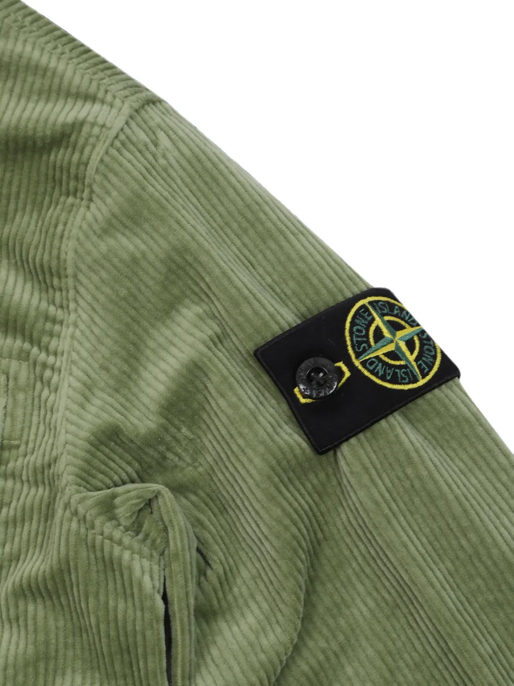 Stone Island Junior Ribfluwelen jack met Compass-patch Groen