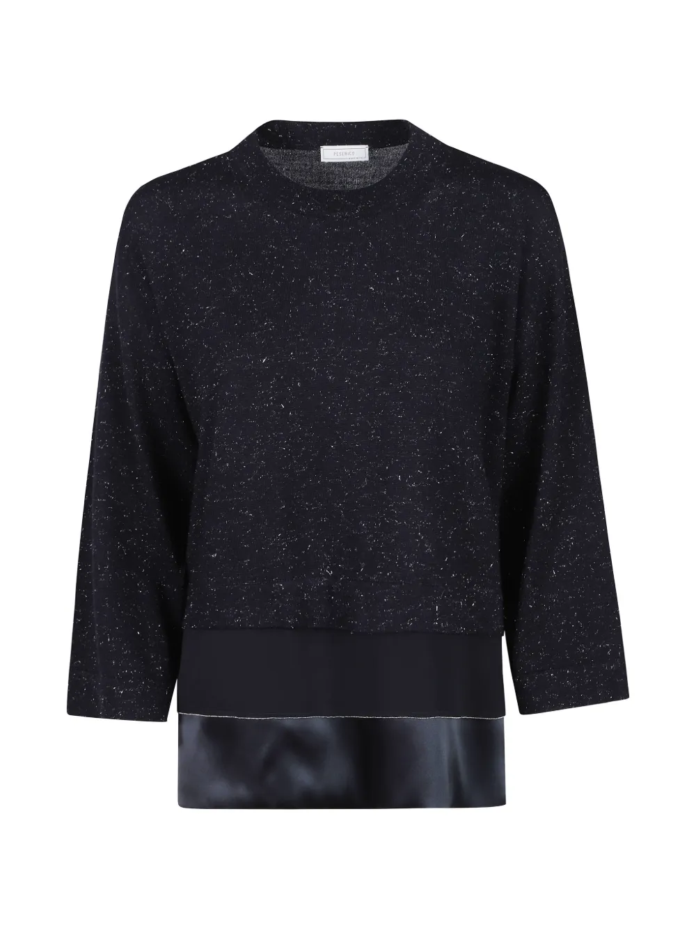 Peserico layered-effect lamé-detail sweater - Nero