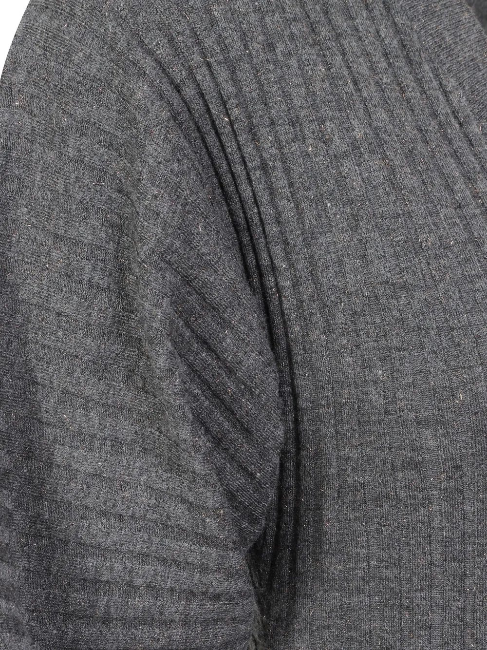 Brunello Cucinelli ribbed-knit V-neck dress Grijs