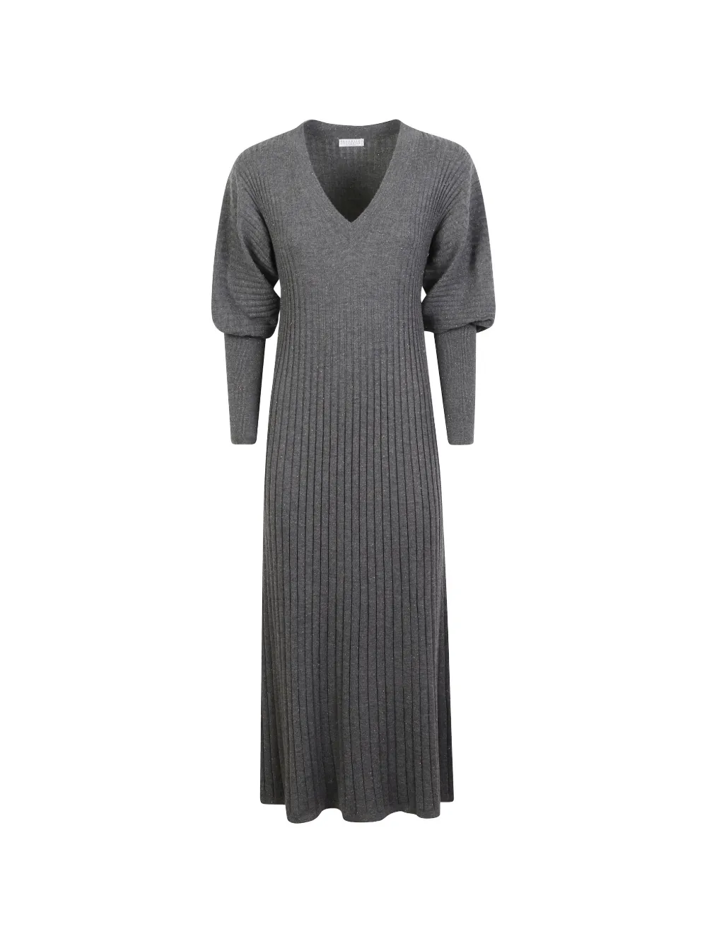 Brunello Cucinelli ribbed-knit V-neck dress - Grau