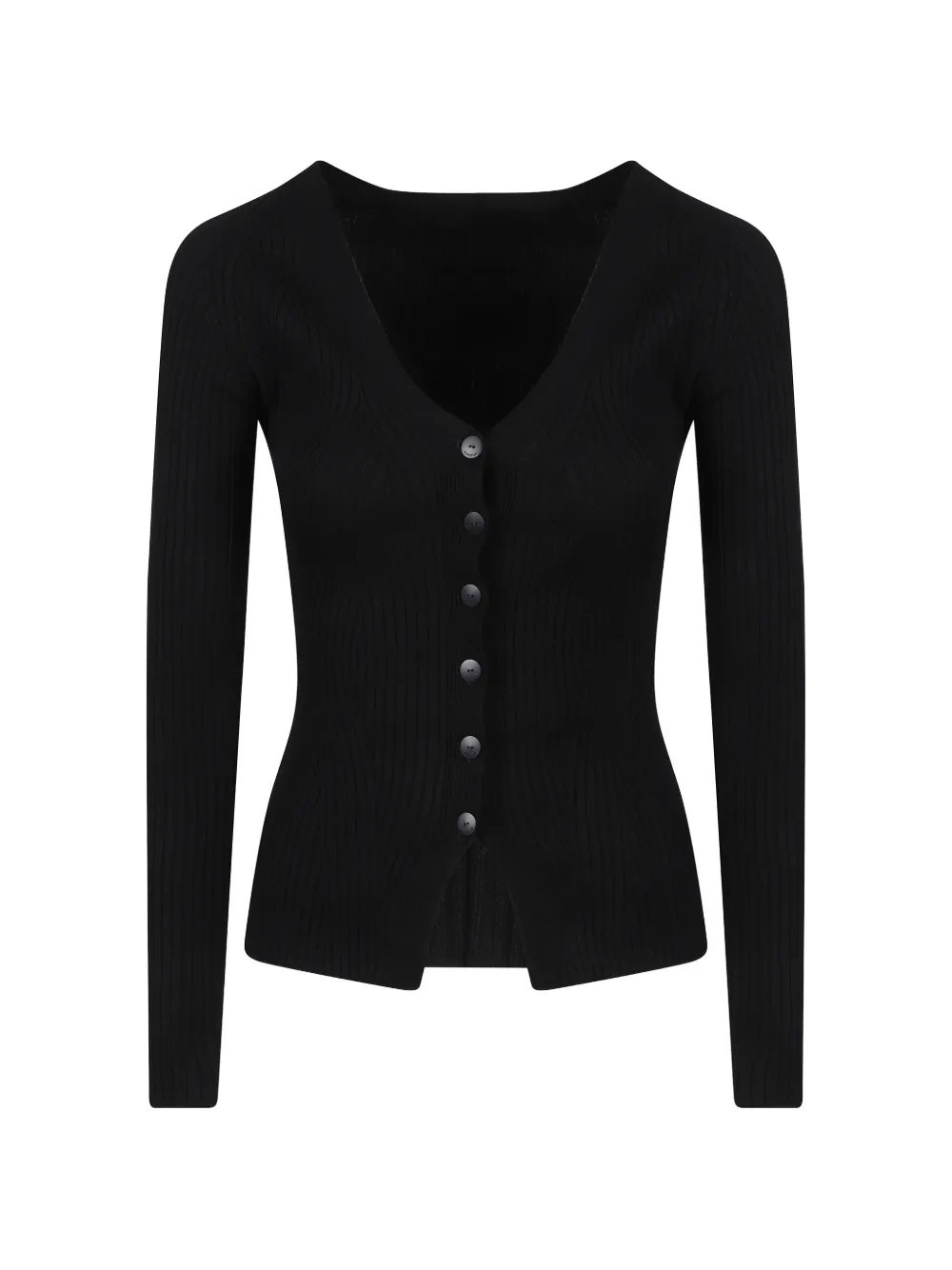 DONDUP ribbed-knit V-neck cardigan - Schwarz