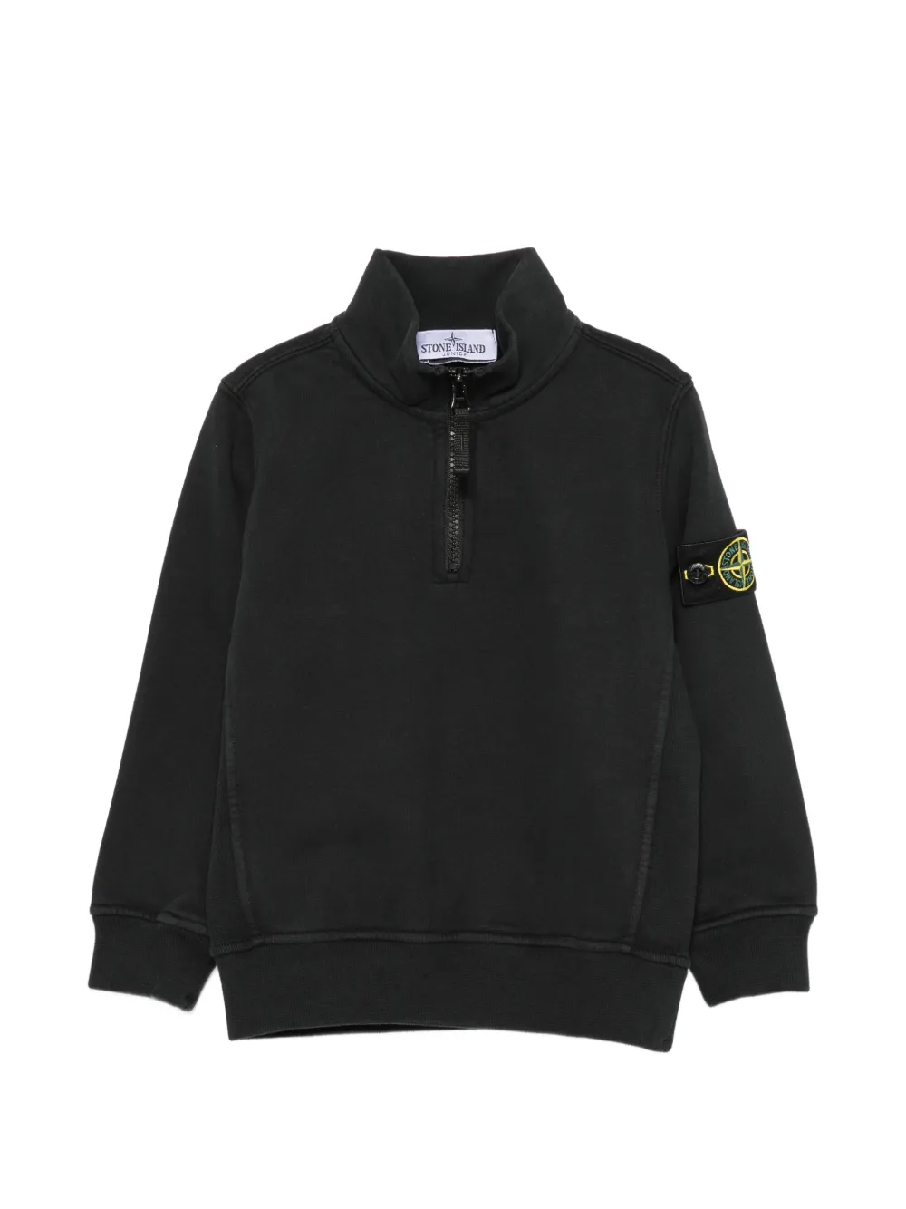 Stone Island Junior logo-patch quarter-zip sweatshirt - Nero