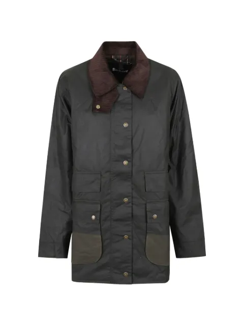 Barbour Modern Border corduroy-collar waxed coat