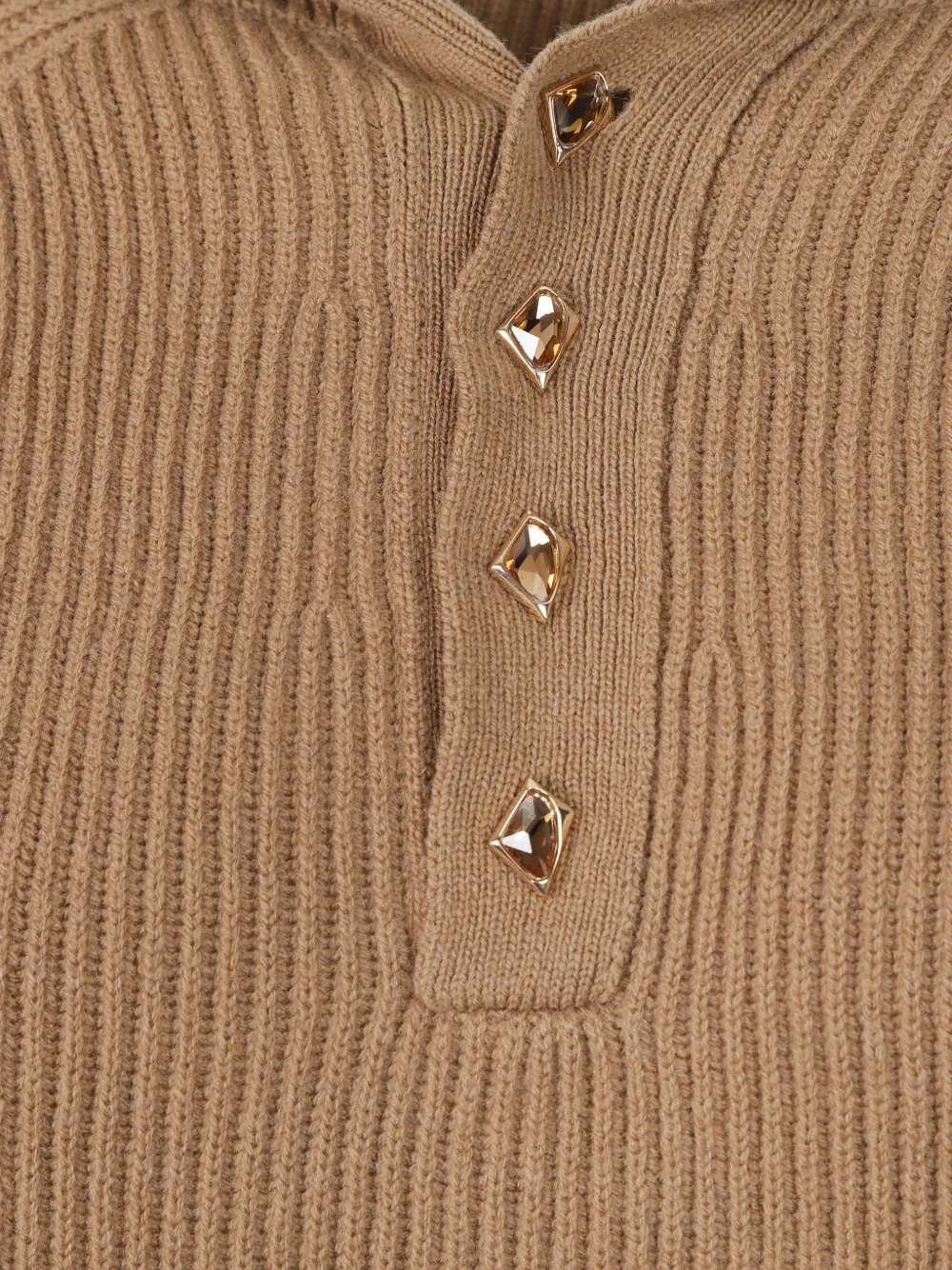 DONDUP ribbed crystal-embellished sweater Beige
