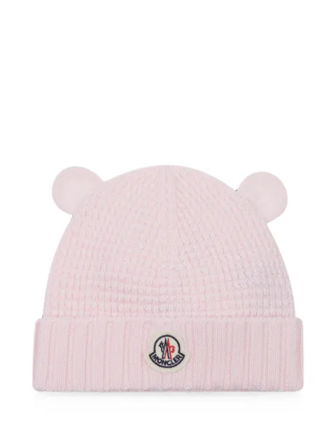 Moncler Enfant Teddy Bear logo-patch beanie hat