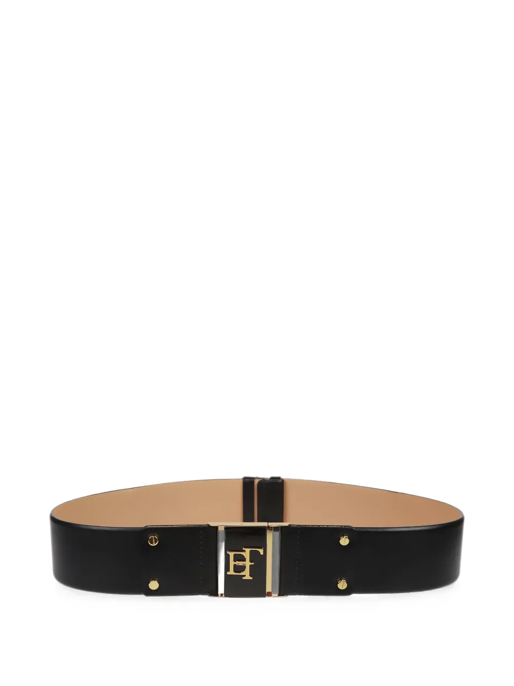 Elisabetta Franchi logo-plaque leather belt - Nero