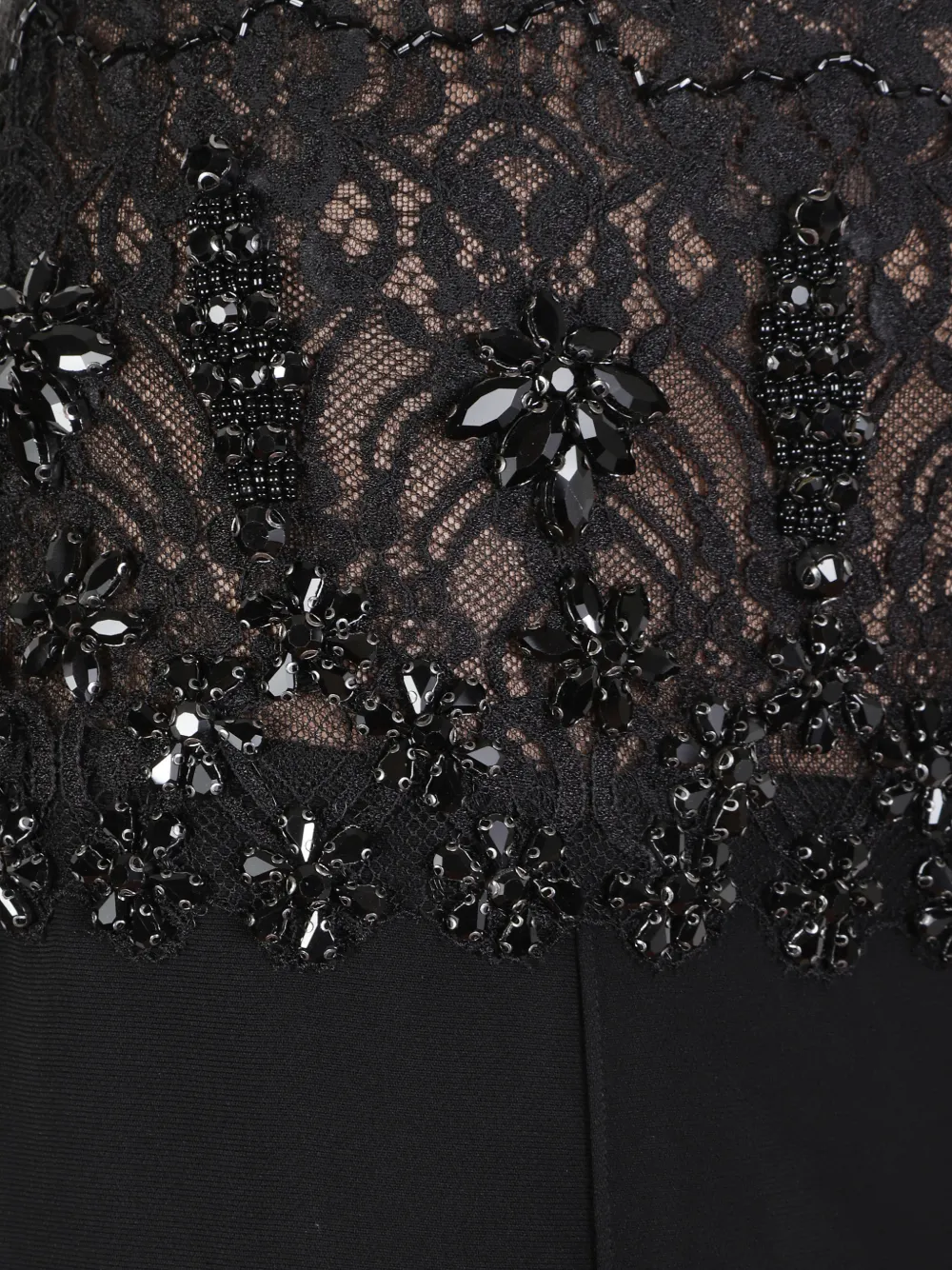 Costarellos bead-embellished lace-panel trousers Zwart