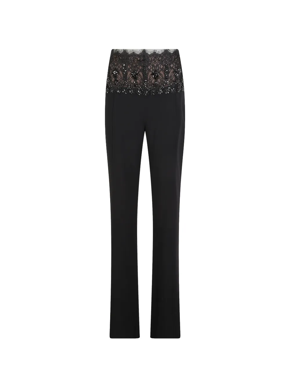 Costarellos bead-embellished lace-panel trousers Zwart