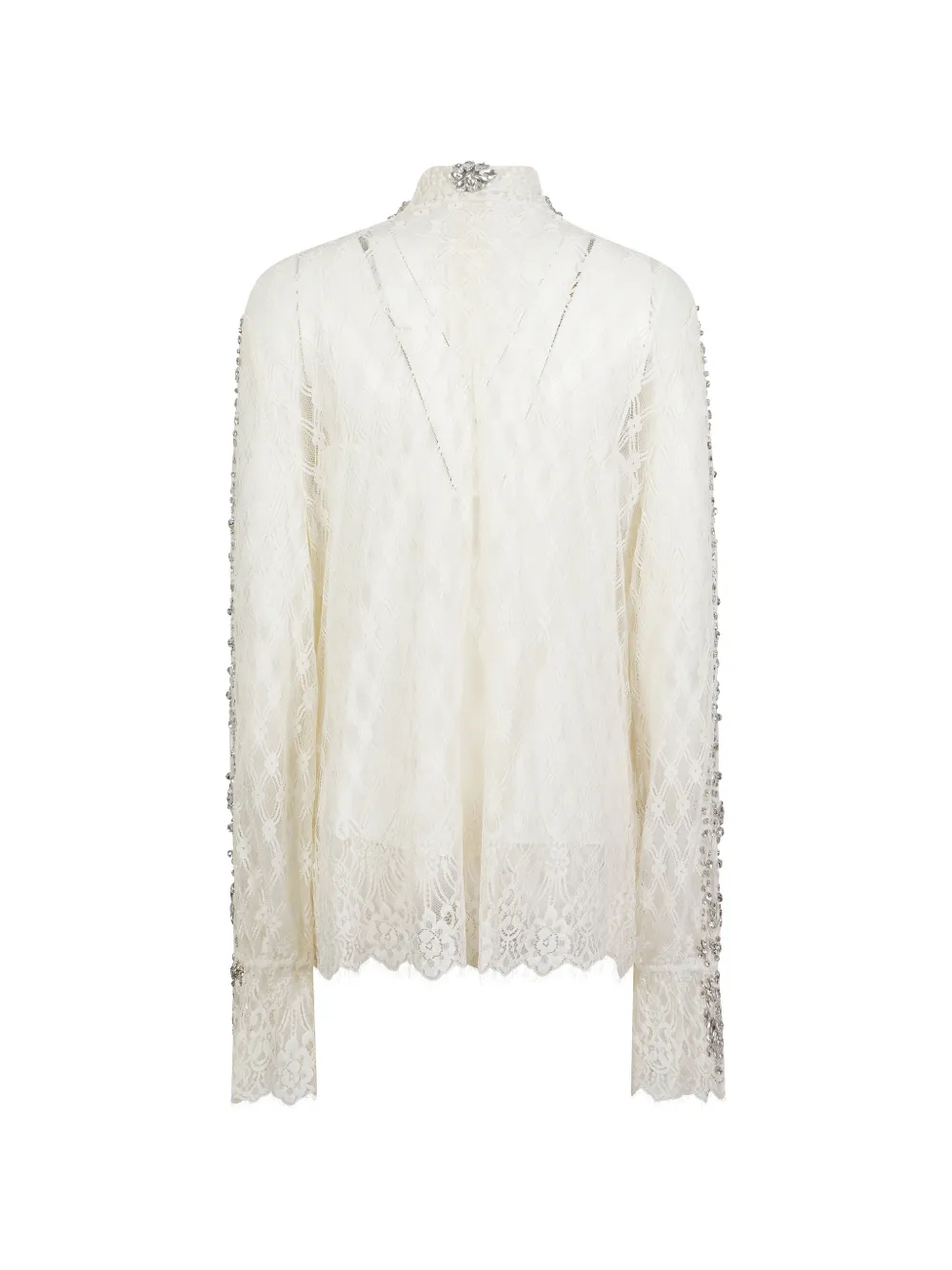 Costarellos Lilou crystal-embellished lace shirt Wit