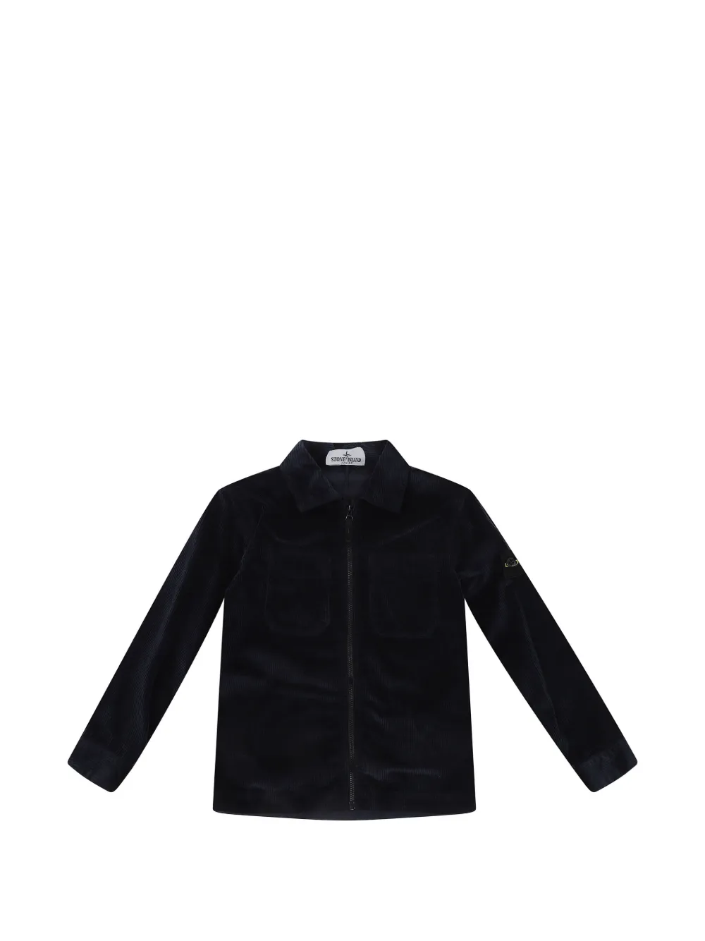 Stone Island Junior corduroy zip-up shirt - Blau