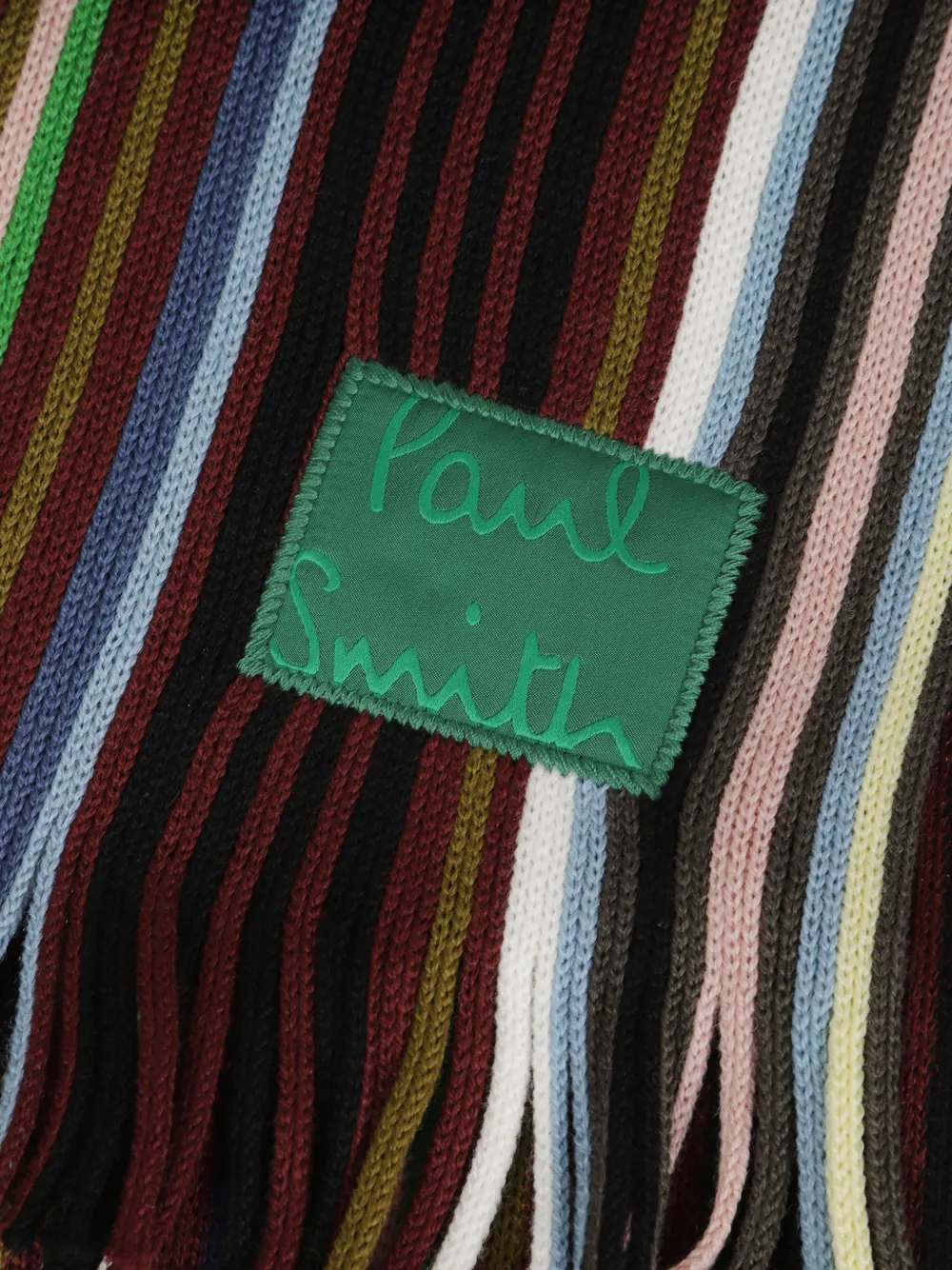 Paul Smith Multistripe fringed scarf Blauw