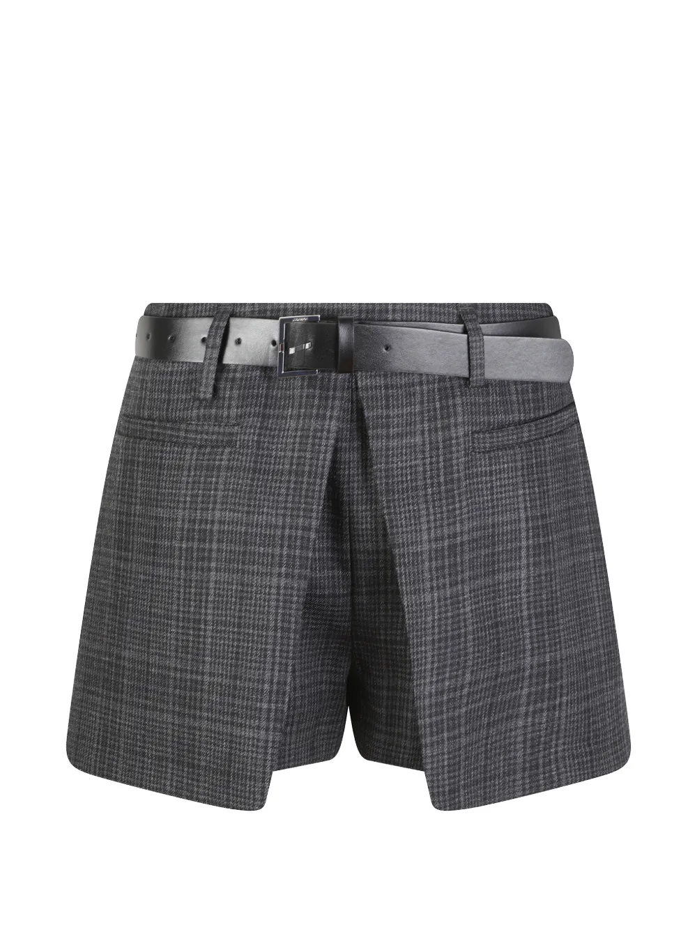 DONDUP Nelly belted Prince of Wales check shorts Grijs