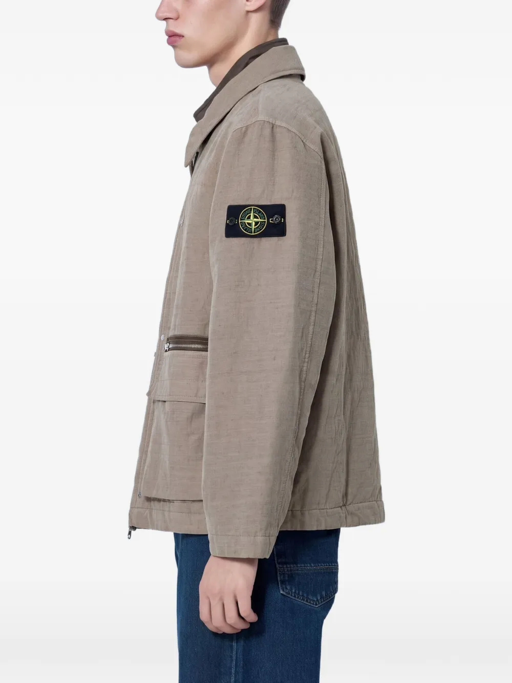 Stone Island 4100043 diagonaal katoenen TC wollen jack Beige