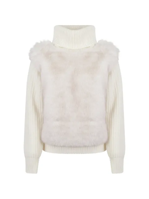 Herno faux-fur panel roll-neck sweater