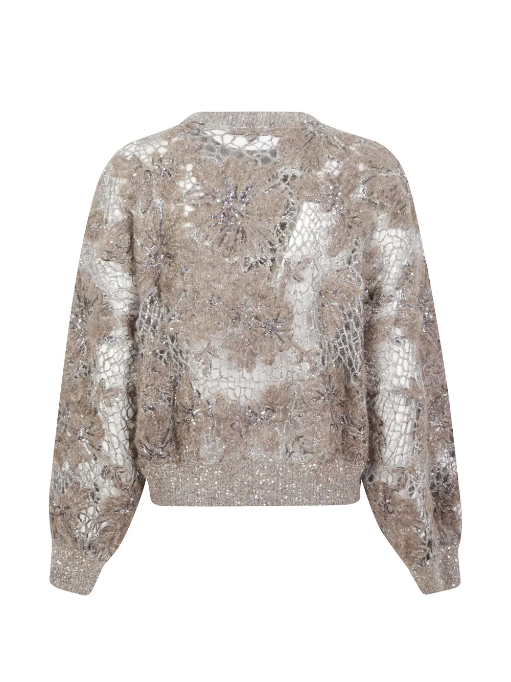 Brunello Cucinelli Whispering bloom embroidery sweater Bruin