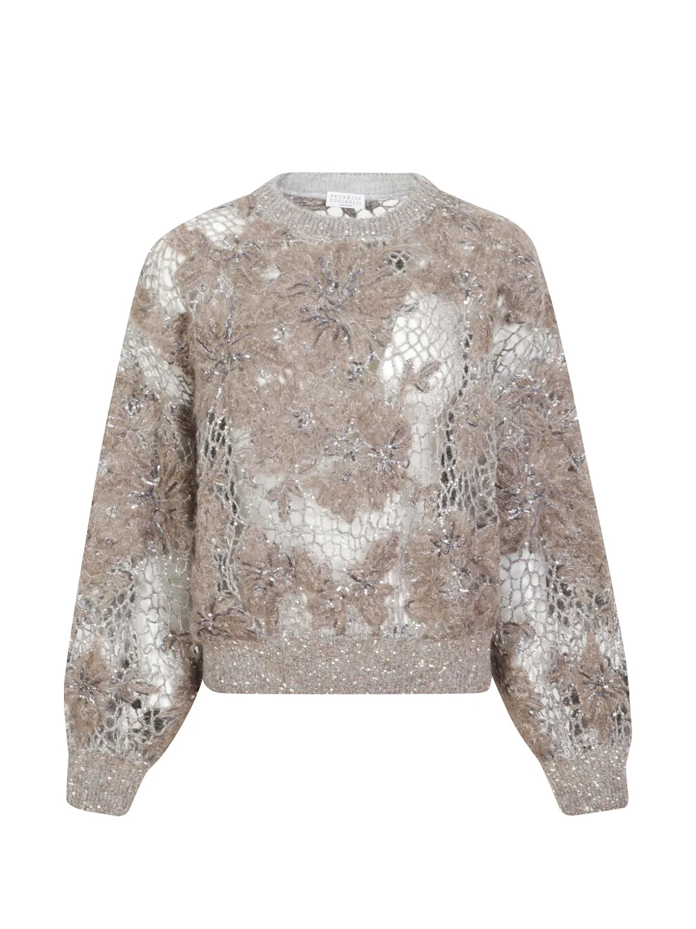 Brunello Cucinelli Pullover mit Whispering Bloom-Stickerei - Braun