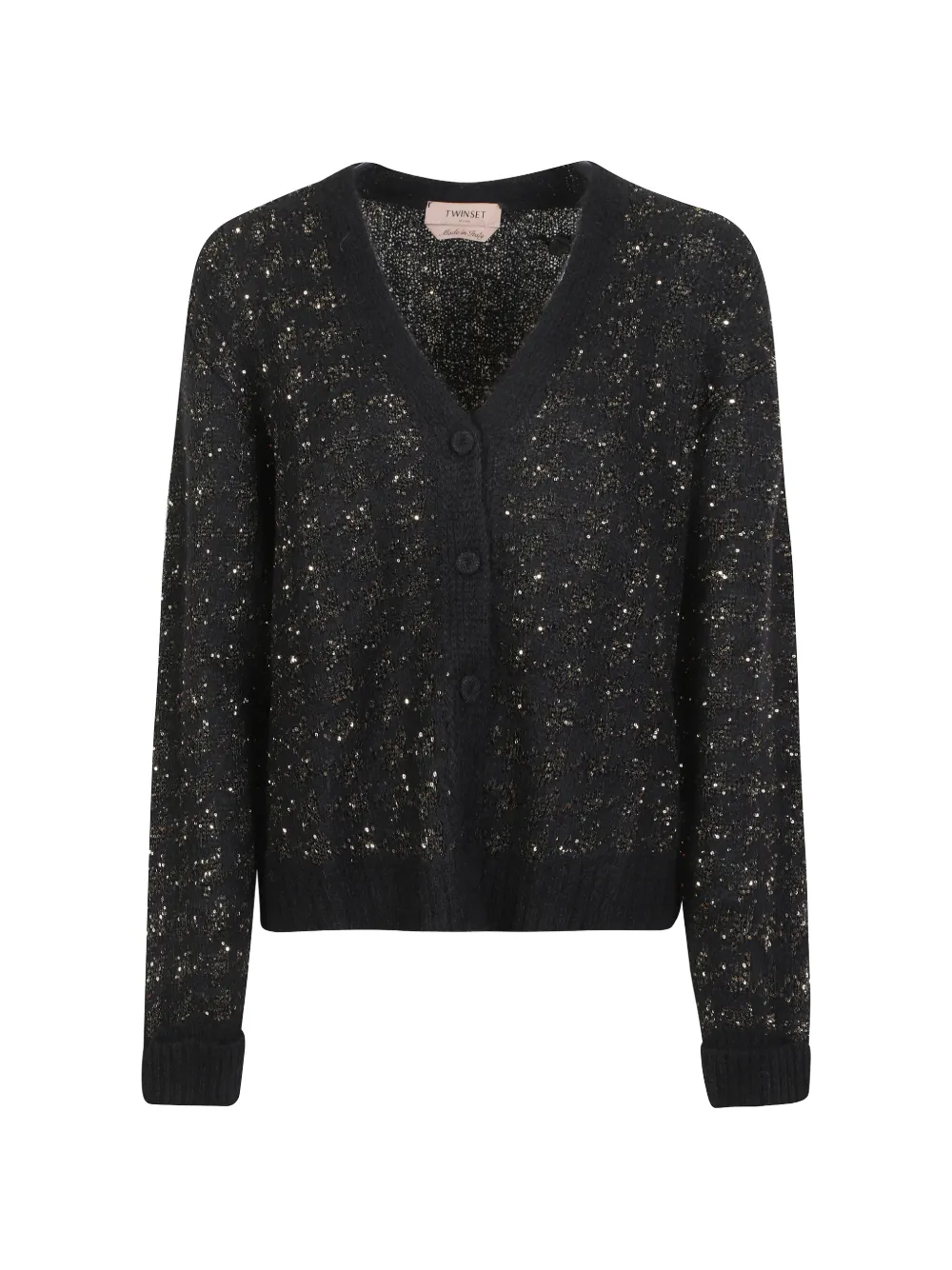 TWINSET jacquard knit cardigan with houndstooth pattern - Schwarz