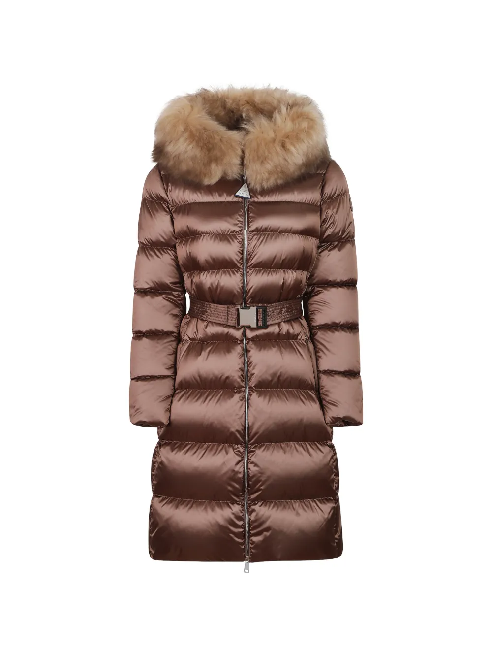 Moncler Jas met afwerking van bont Bruin