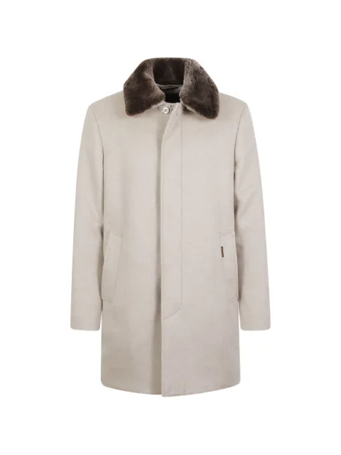 Moorer fur-collar concealed-fastening coat