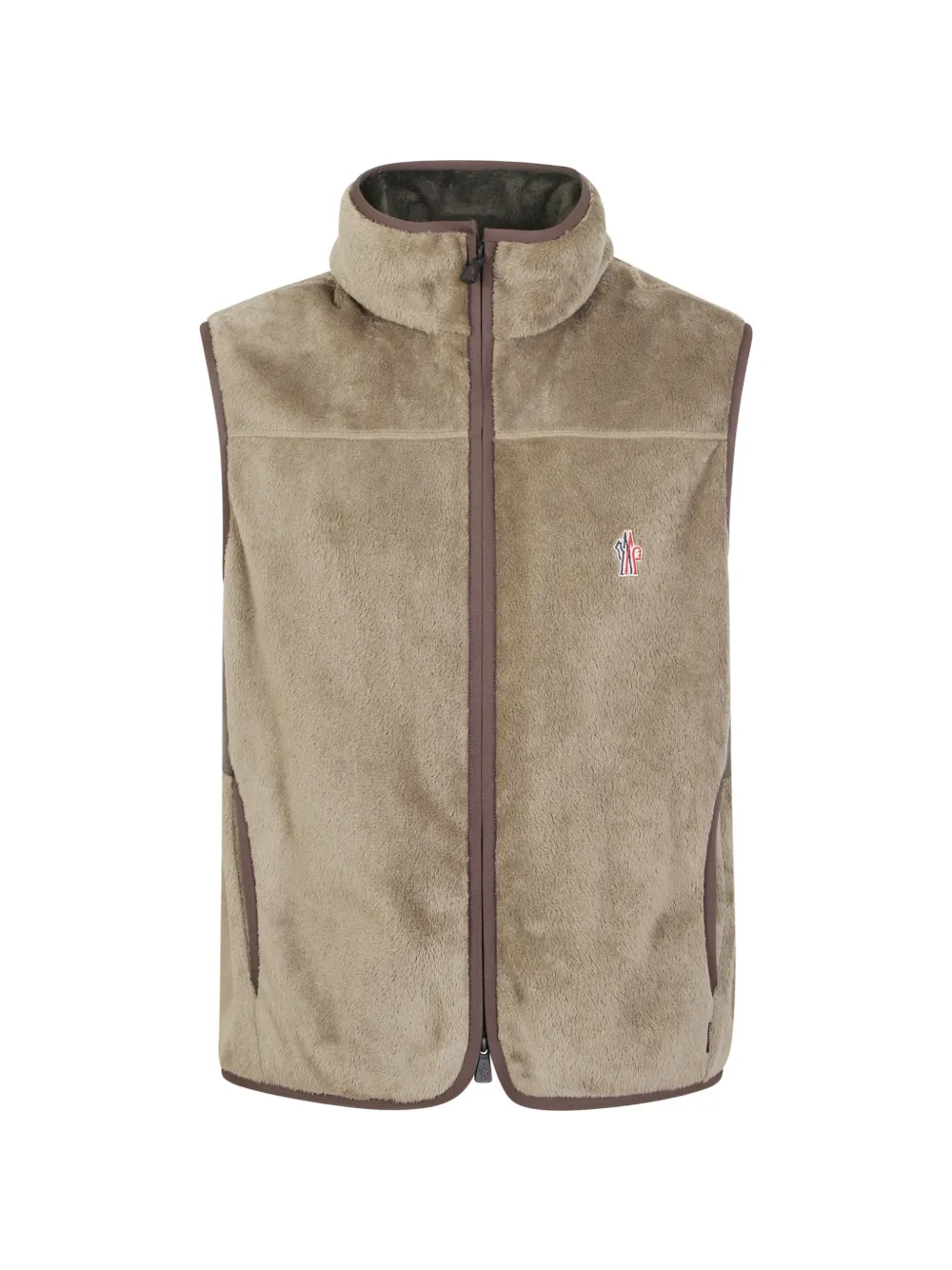 Moncler Grenoble logo-embroidered fleece gilet Beige