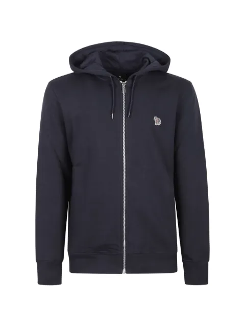 Paul Smith dark navy cotton zip-front Zebra-logo hoodie