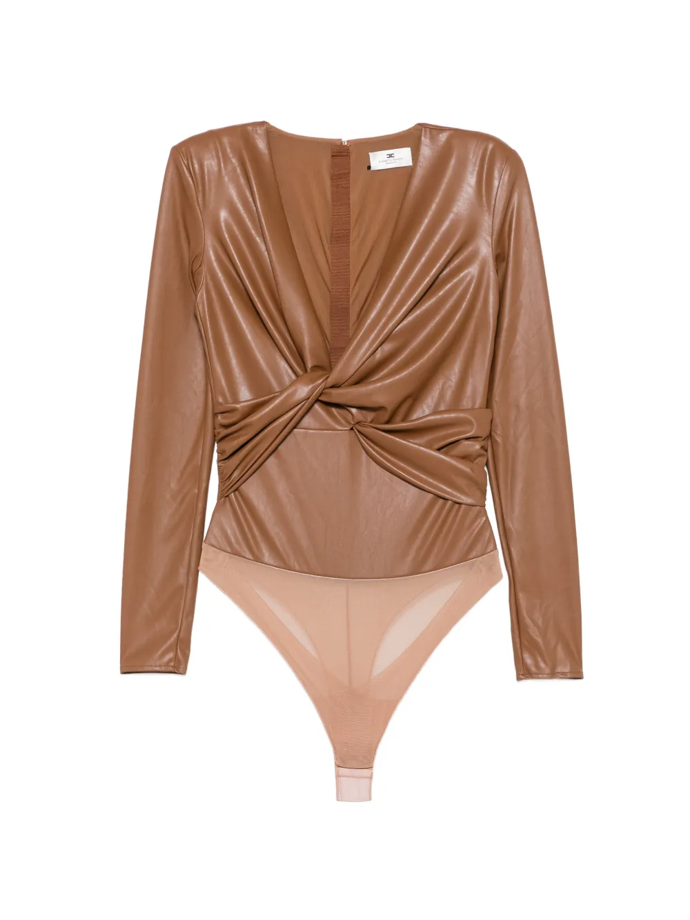 Elisabetta Franchi twist-detail V-neck bodysuit - Marrone