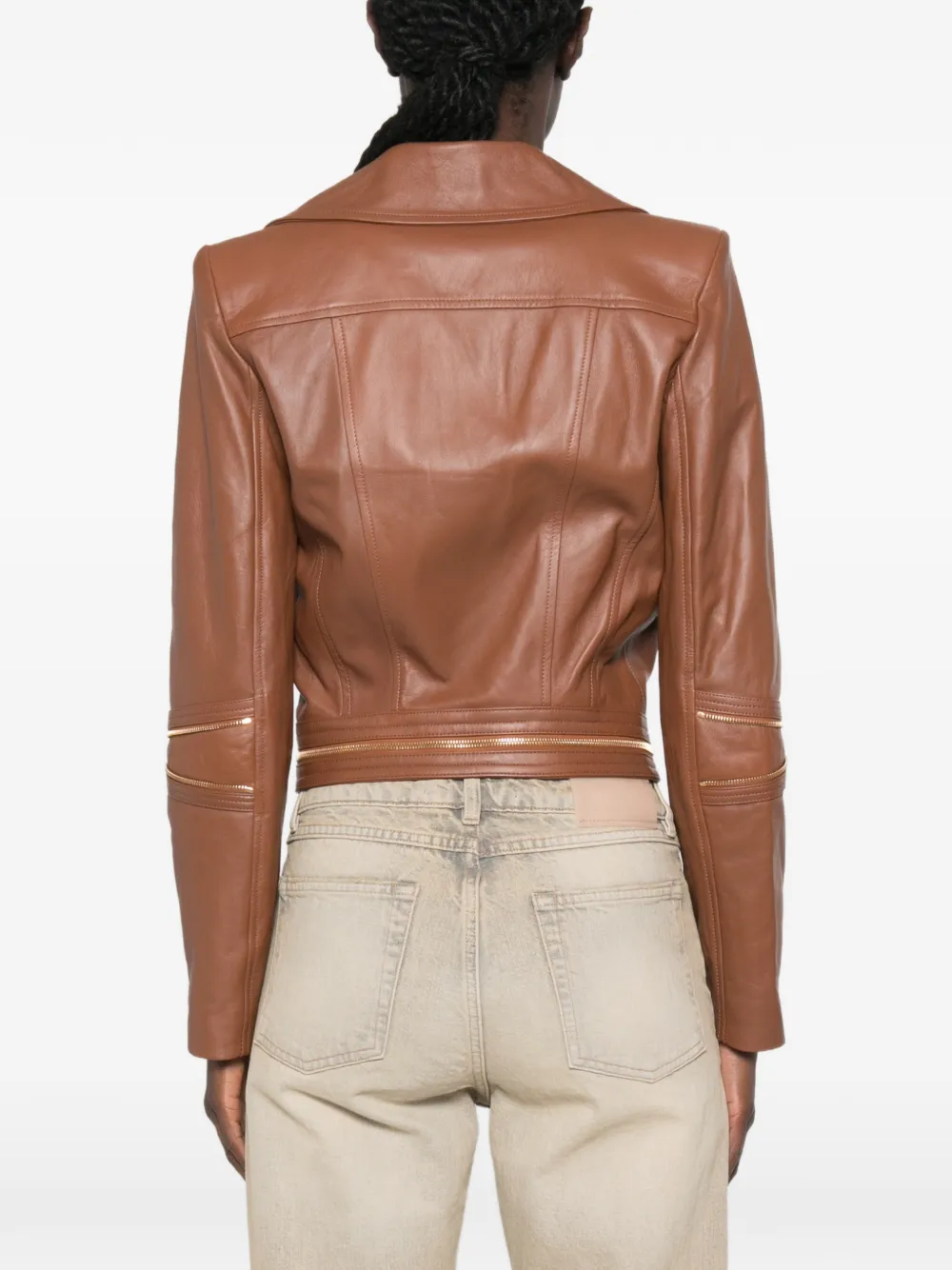 Elisabetta Franchi Bikerjack met rits Bruin