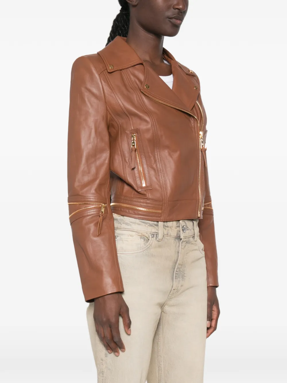 Elisabetta Franchi Bikerjack met rits Bruin