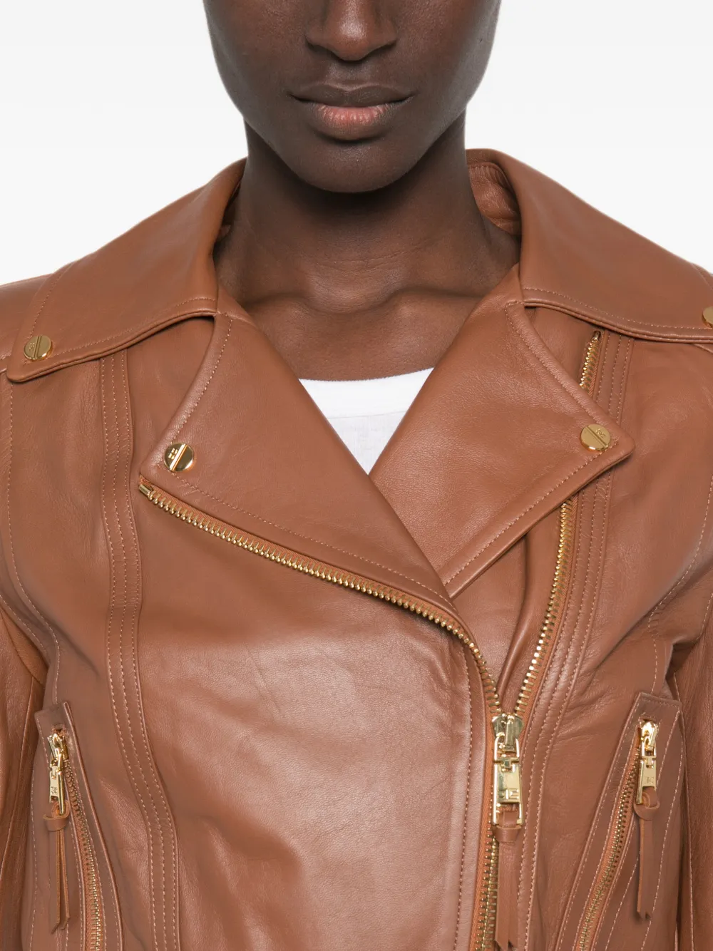 Elisabetta Franchi Bikerjack met rits Bruin