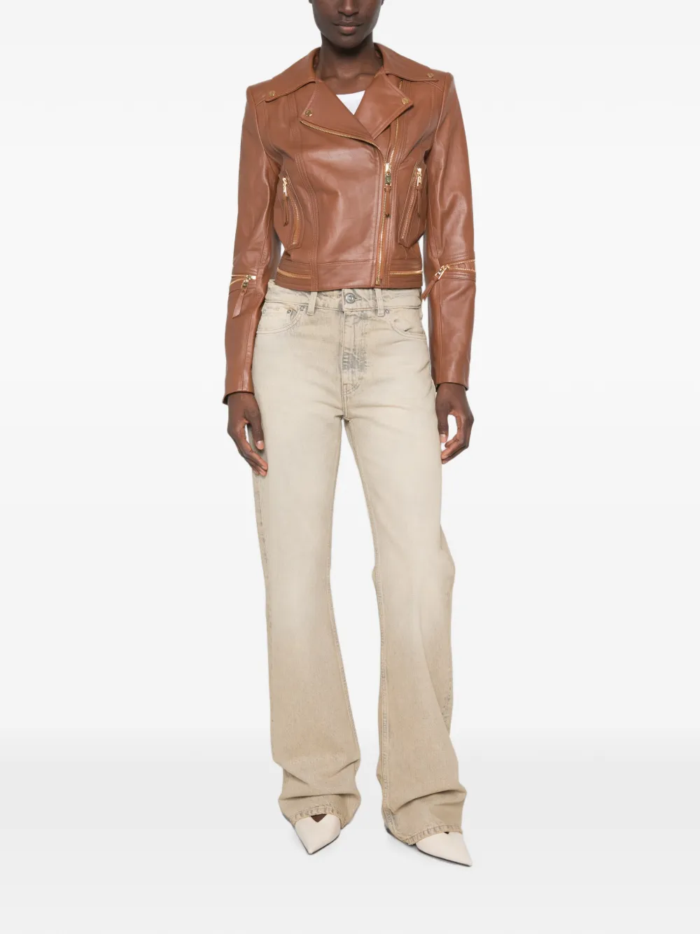Elisabetta Franchi Bikerjack met rits Bruin