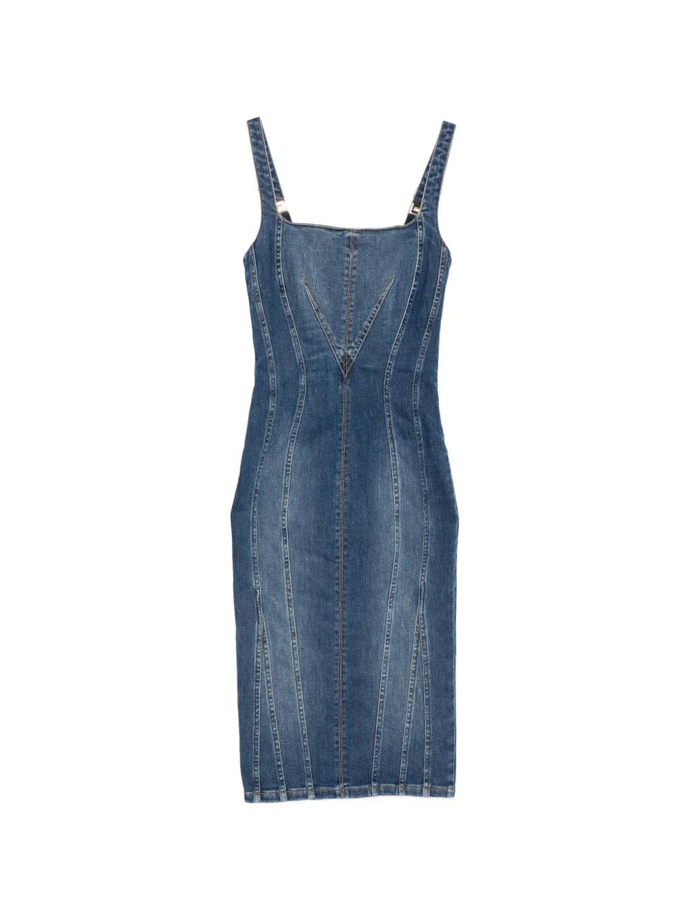 Elisabetta Franchi panelled square-neck dress - Blau
