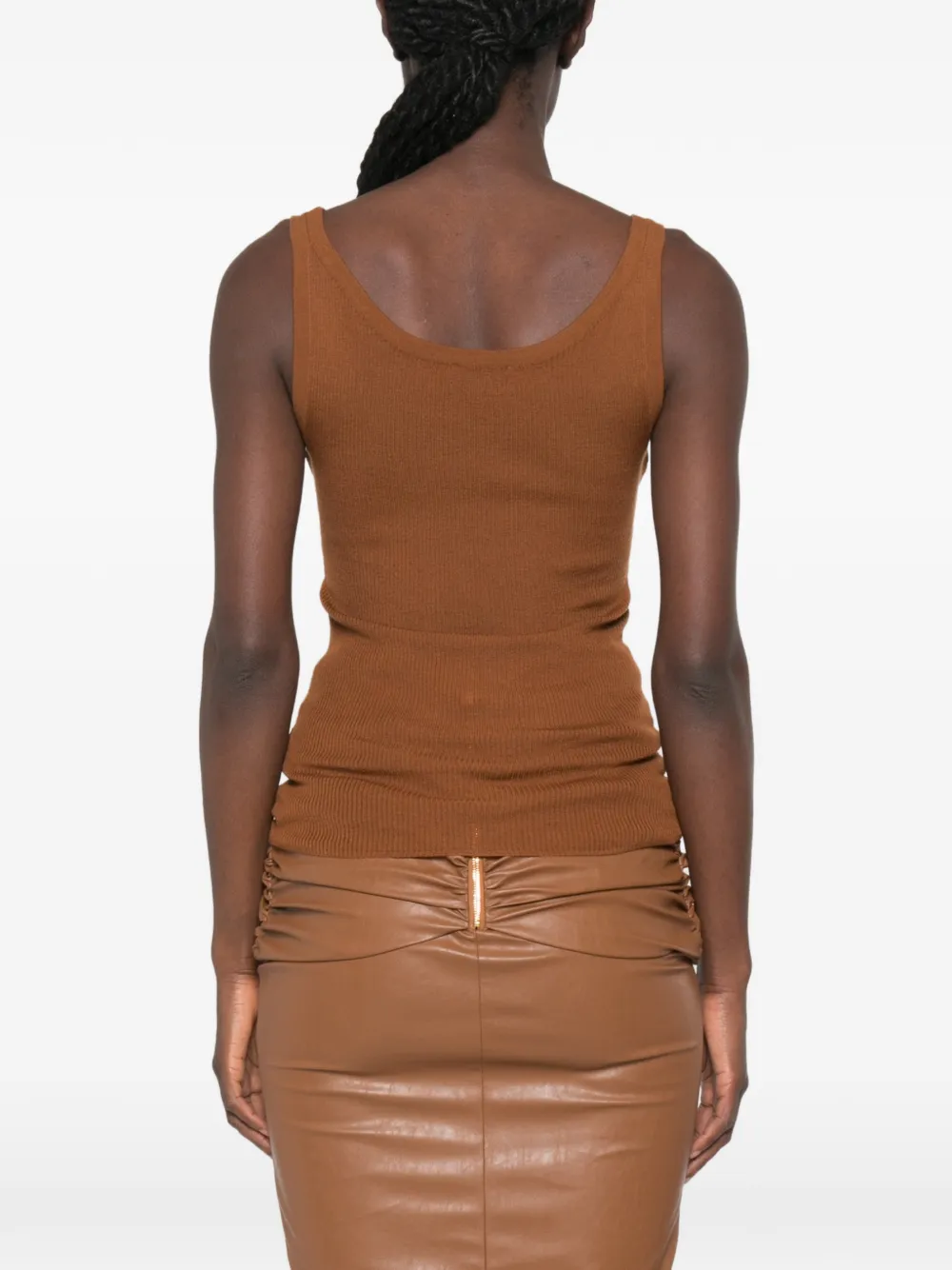 Elisabetta Franchi Ribgebreide tanktop Bruin