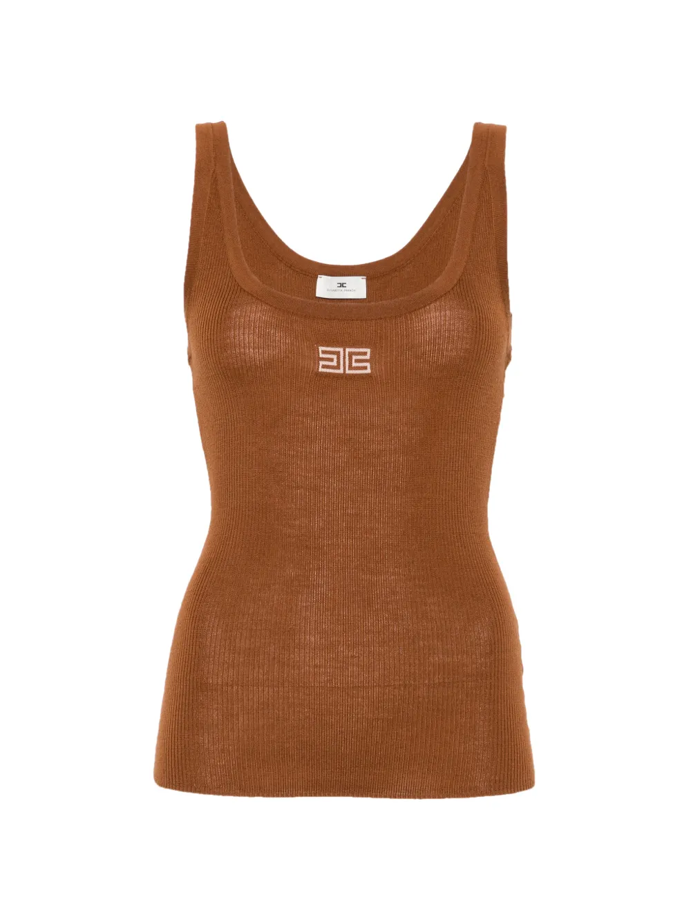 Elisabetta Franchi ribbed-knit logo-embroidered vest - Marrone