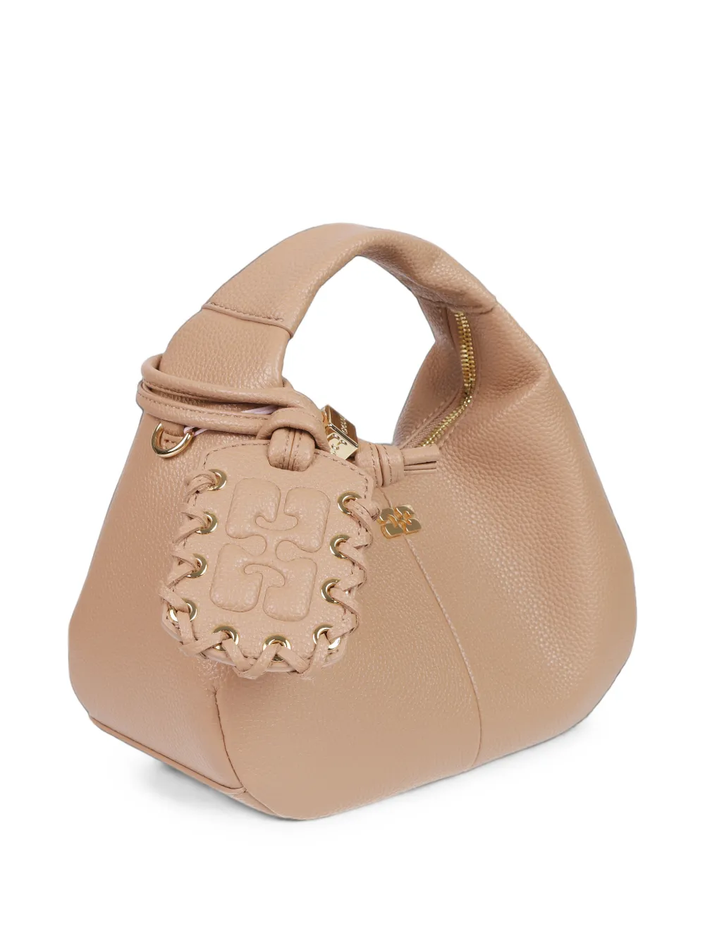 GANNI mini shoulder bag in grained brown Beige