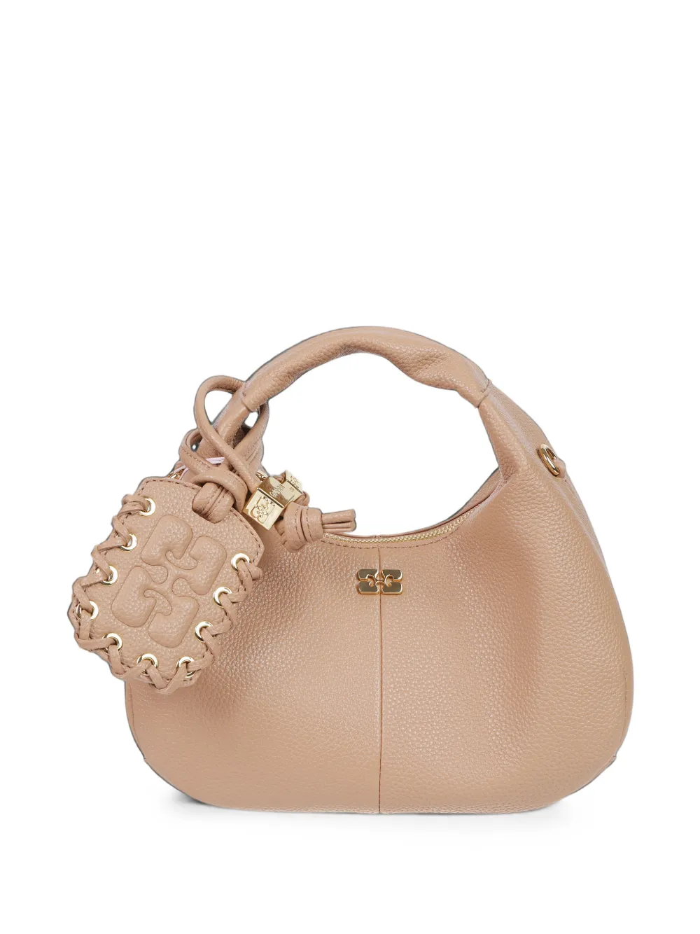 GANNI mini hobo bag in grained brown - Toni neutri