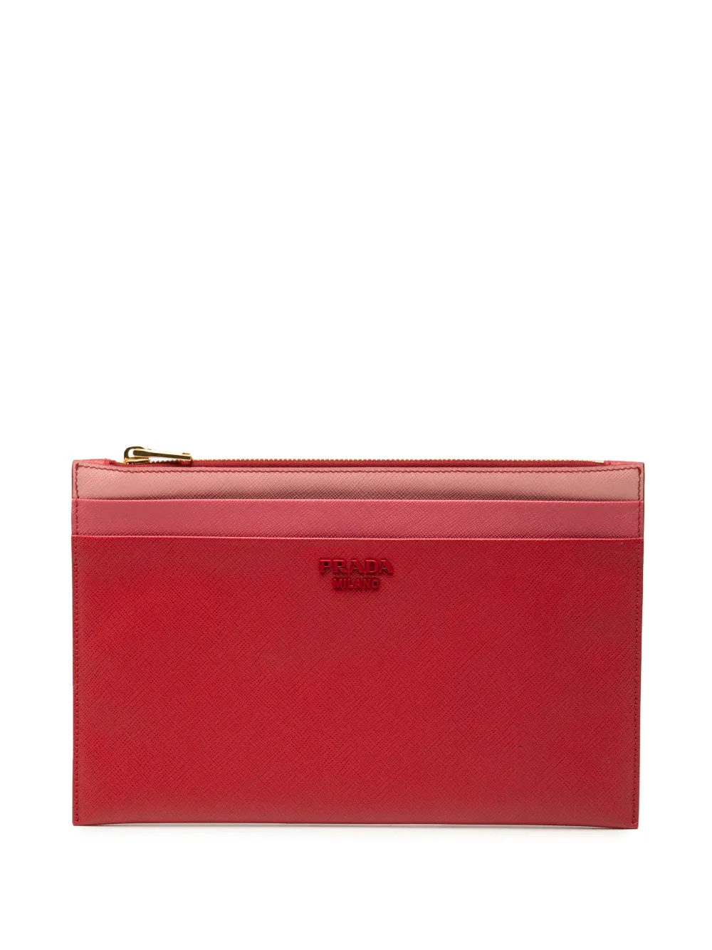 Prada Pre-Owned 2010-2026 Tricolor Saffiano Zippered Portfolio clutch bag - Rosso