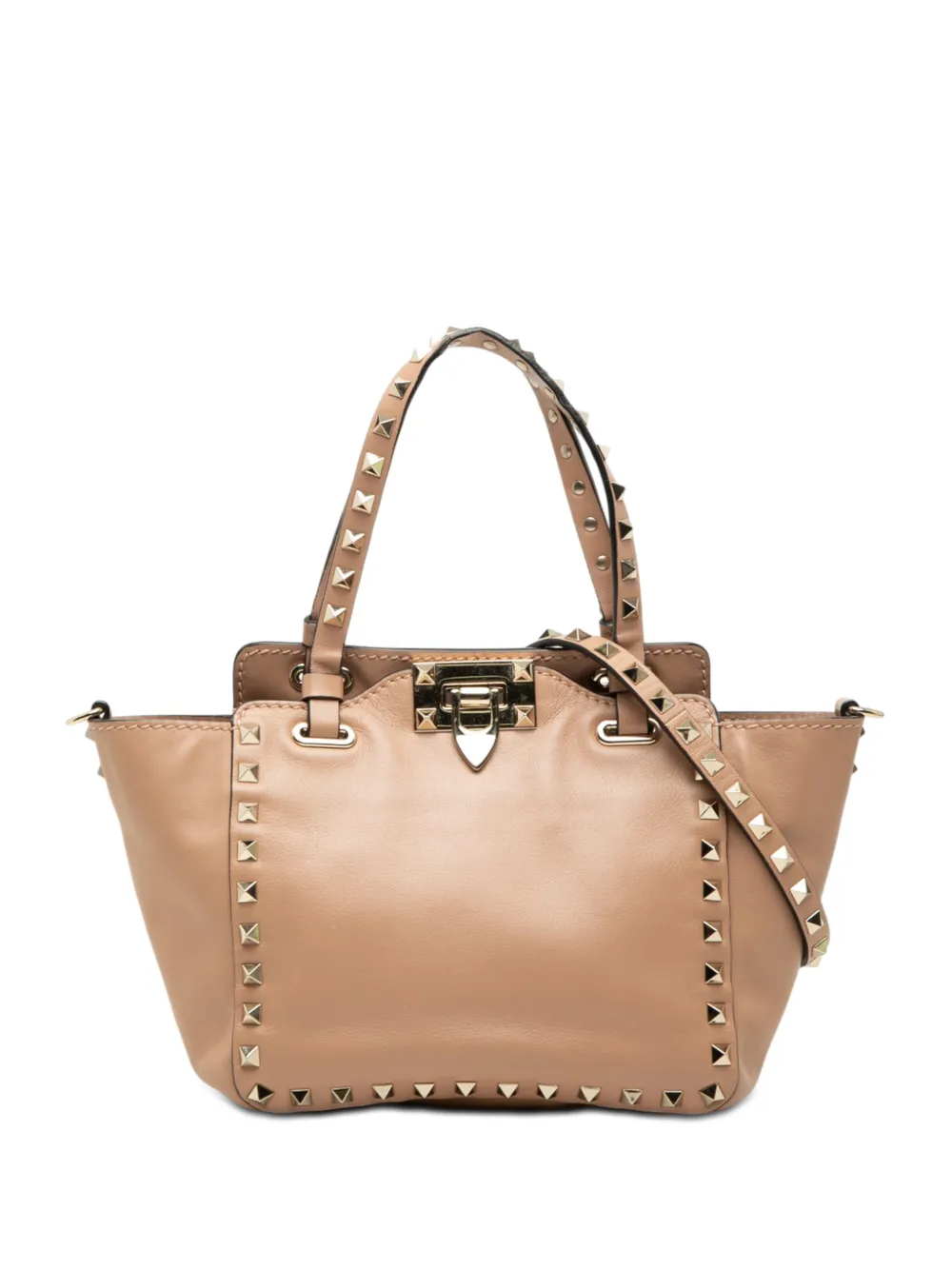 Valentino Garavani Pre-Owned 2000-2017 Mini Leather Rockstud Trapeze satchel - Marrone