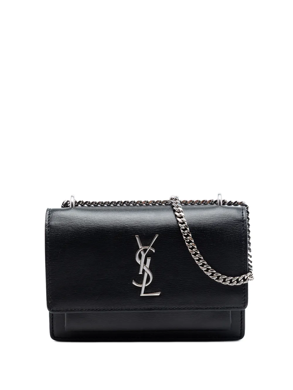 Saint Laurent Pre-Owned 2017 Mini Calfskin Monogram Sunset Wallet on Chain crossbody bag - Nero
