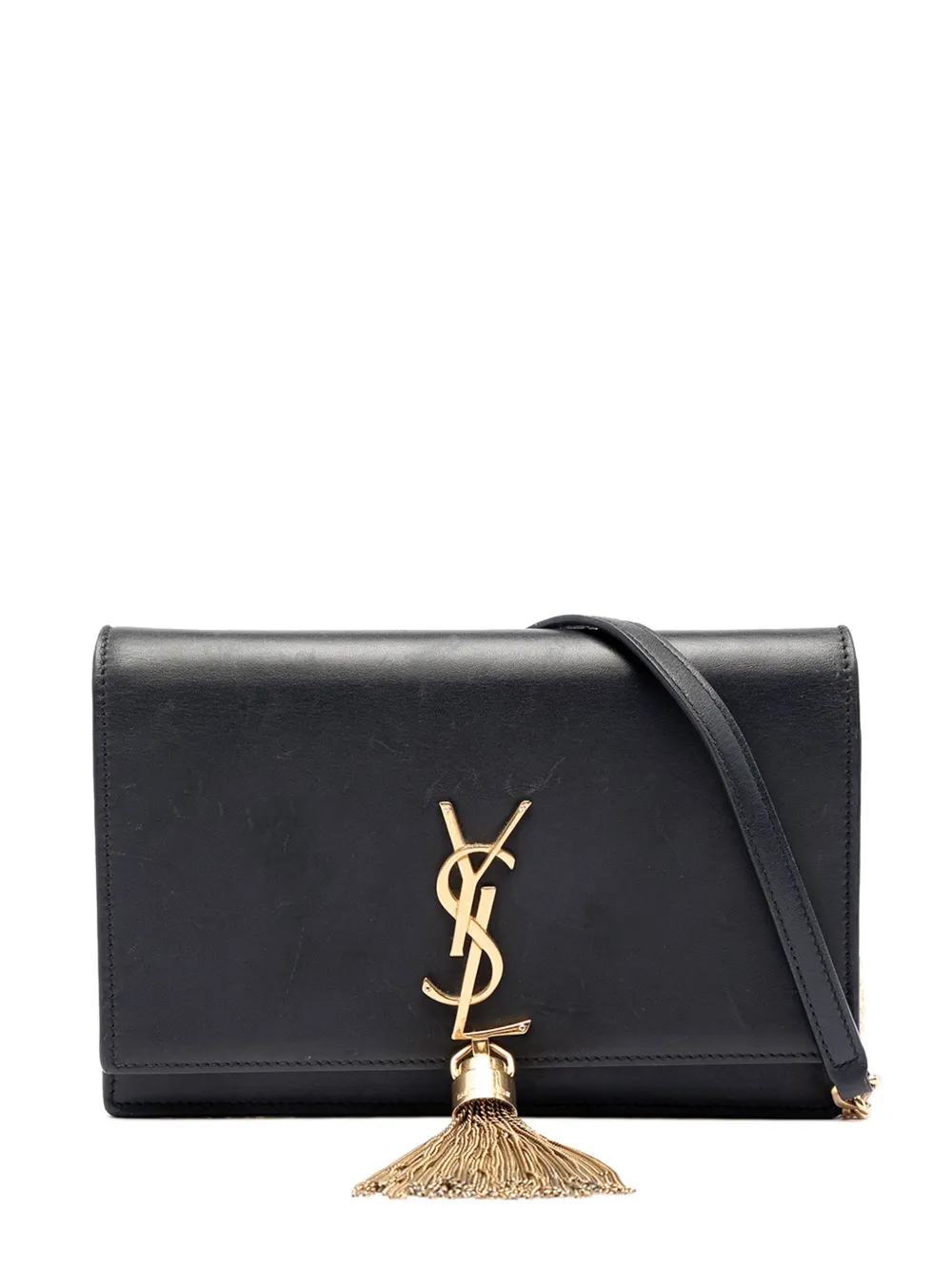 Saint Laurent Pre-Owned 2017 Smooth Calfskin Monogram Kate Tassel Chain Wallet crossbody bag - Nero