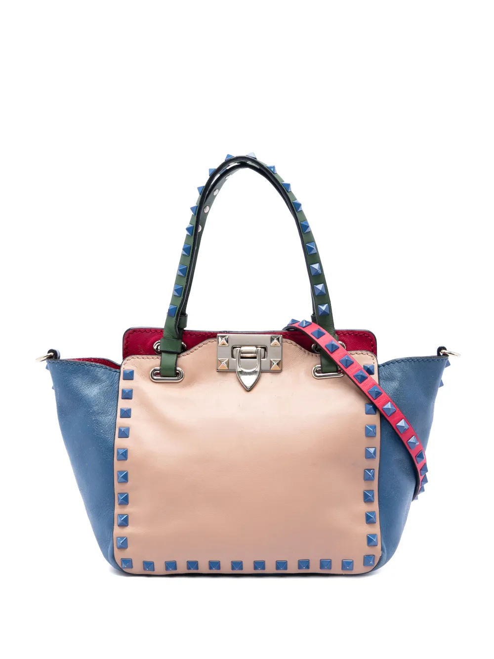 Valentino Garavani Pre-Owned 2000-2017 Mini Leather Colorblock Rockstud Trapeze satchel - Toni neutri