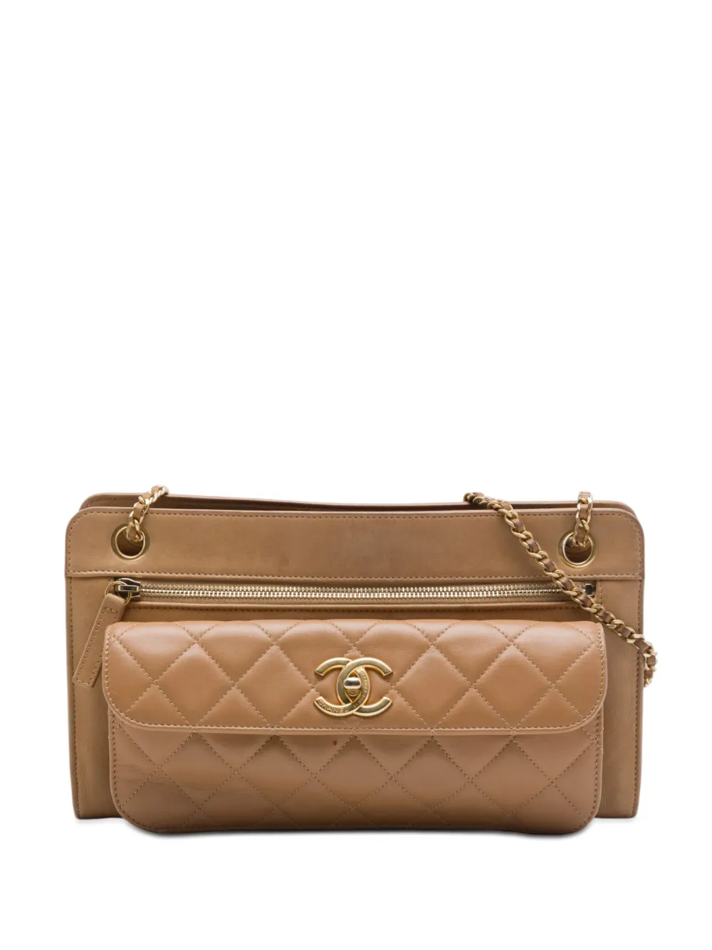 CHANEL Pre-Owned 2011 CC Quilted Lambskin Front Pocket shoulder bag - Marrone