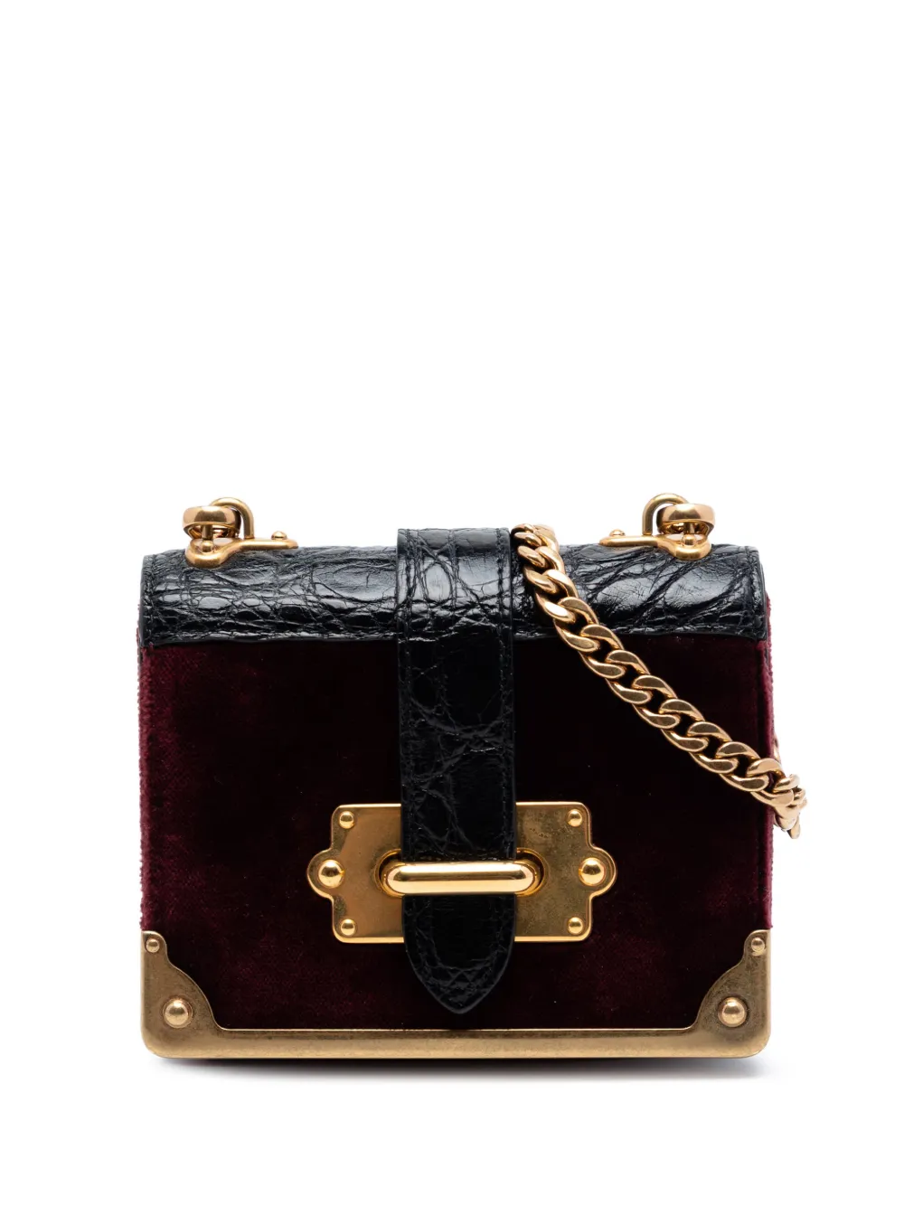 Prada Pre-Owned 2010-2026 Micro Croc Embossed Leather Trimmed Velluto Cahier crossbody bag - Rosso