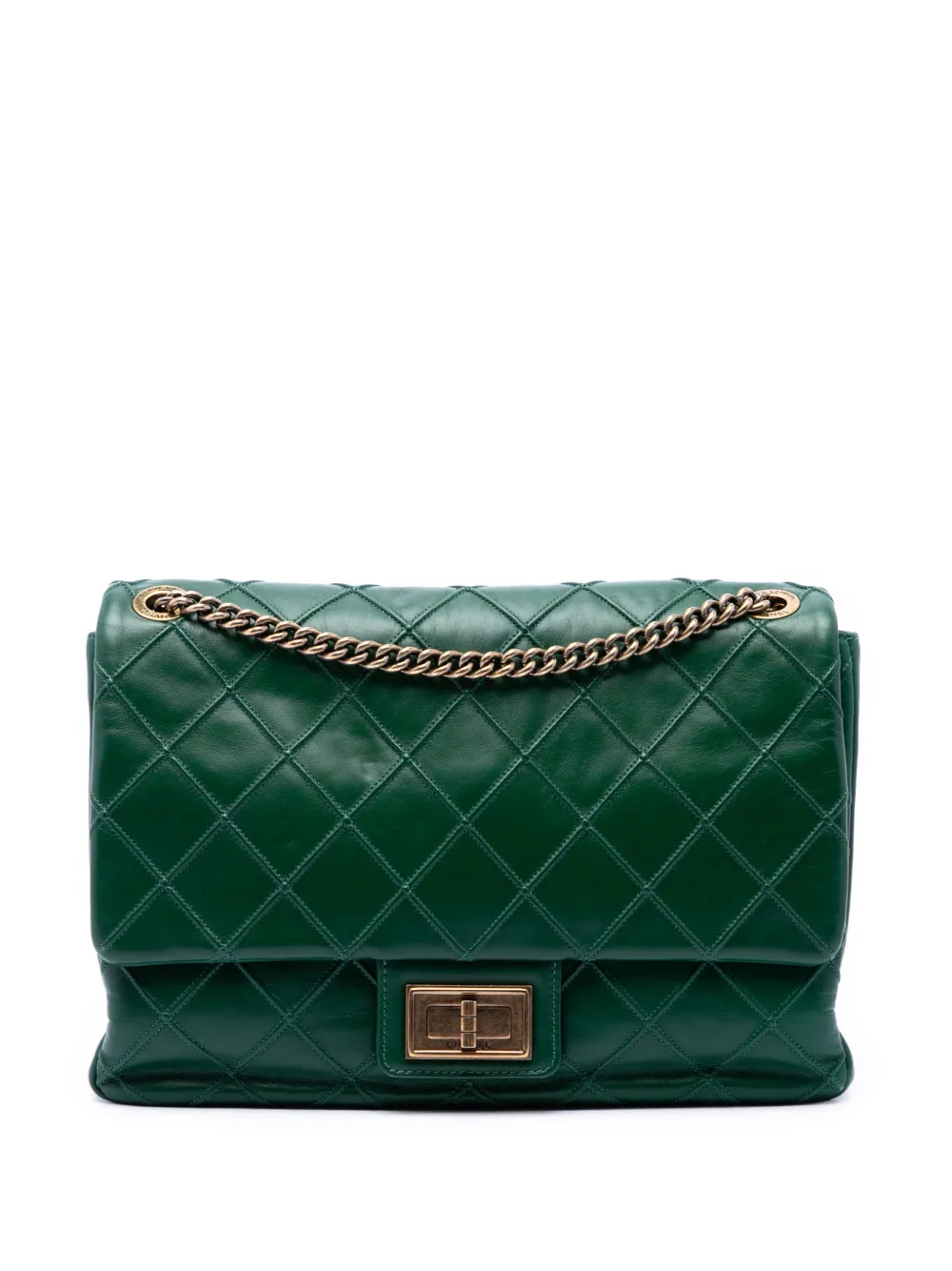 CHANEL Pre-Owned 2012-2013 Jumbo Diamond Debossed Calfskin Reissue 2.55 Cosmos Flap shoulder bag - Verde