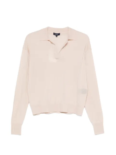 Soeur polo-collar long-sleeve wool T-shirt